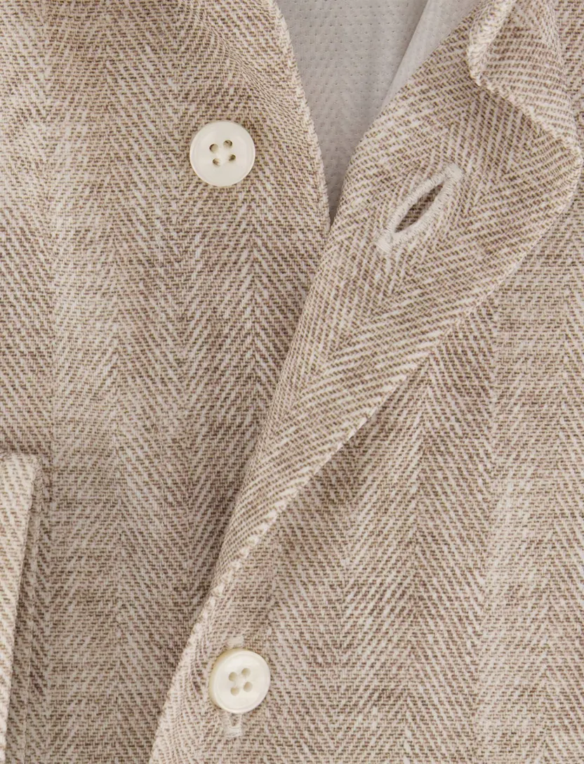 Overhemd Xacus Active beige visgraatmotief