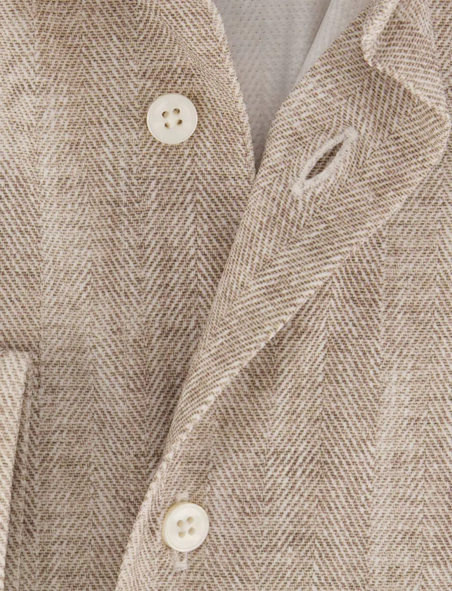 Xacus Active overhemd beige visgraatmotief