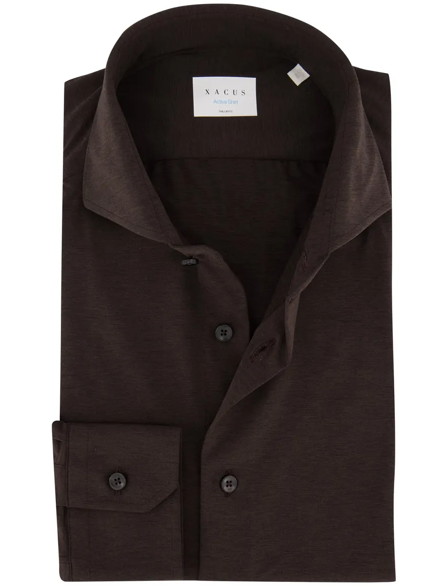 Xacus Active overhemd bruin stretch jersey