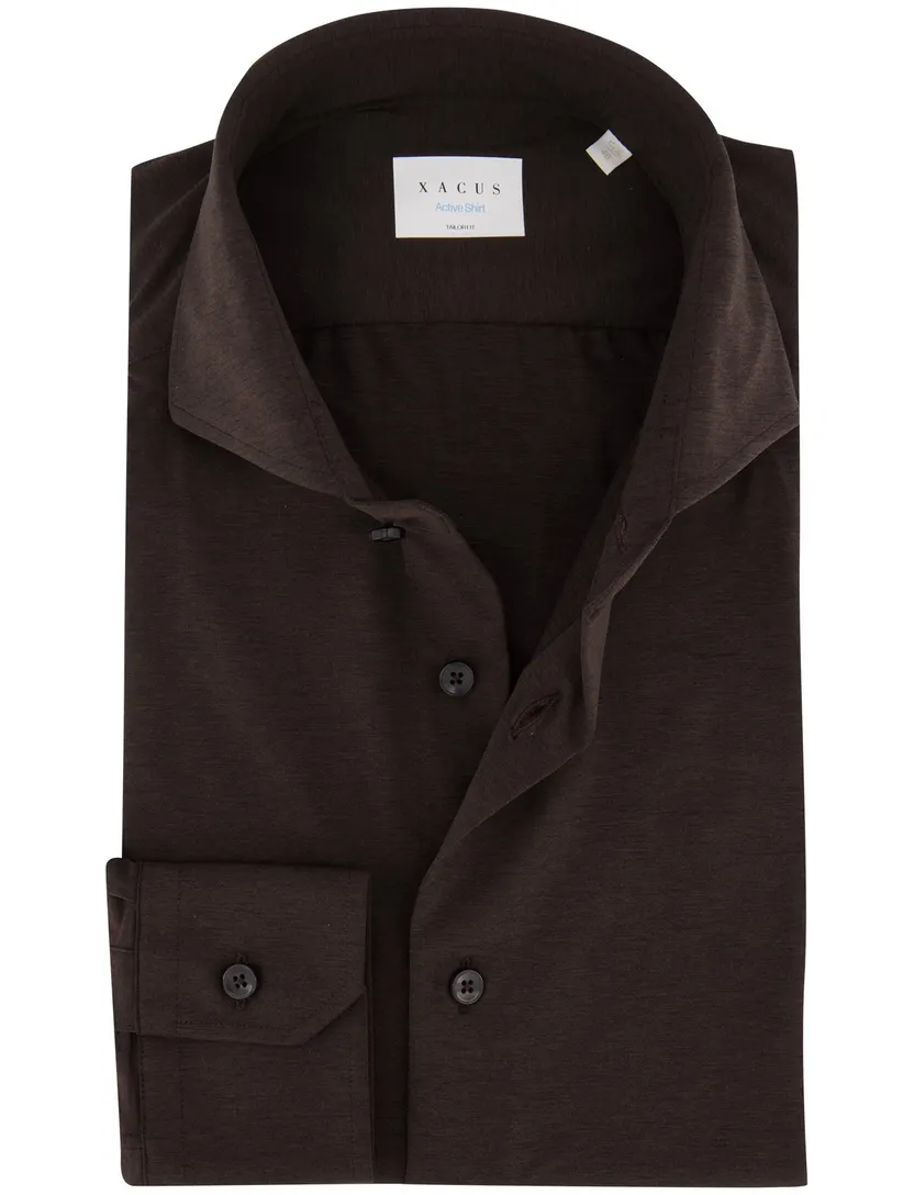 Xacus Active overhemd bruin stretch