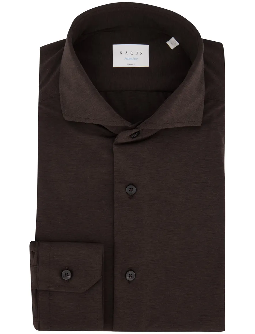 Xacus Active overhemd bruin stretch jersey