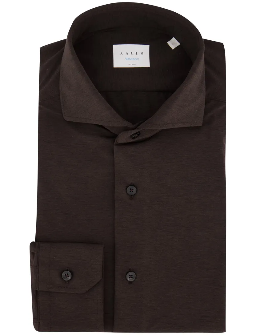 Xacus Active overhemd bruin stretch