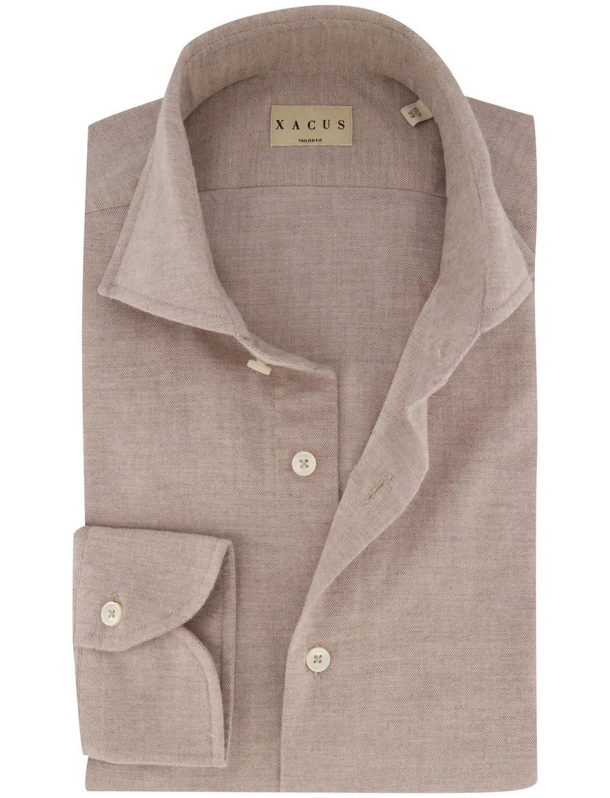 Xacus overhemd beige gemêleerd slim fit