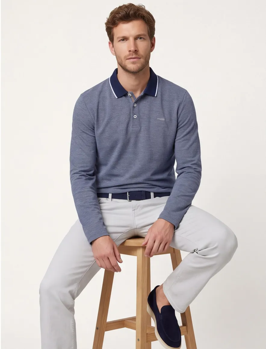 Jack & Jones poloshirt blauw gemêleerd