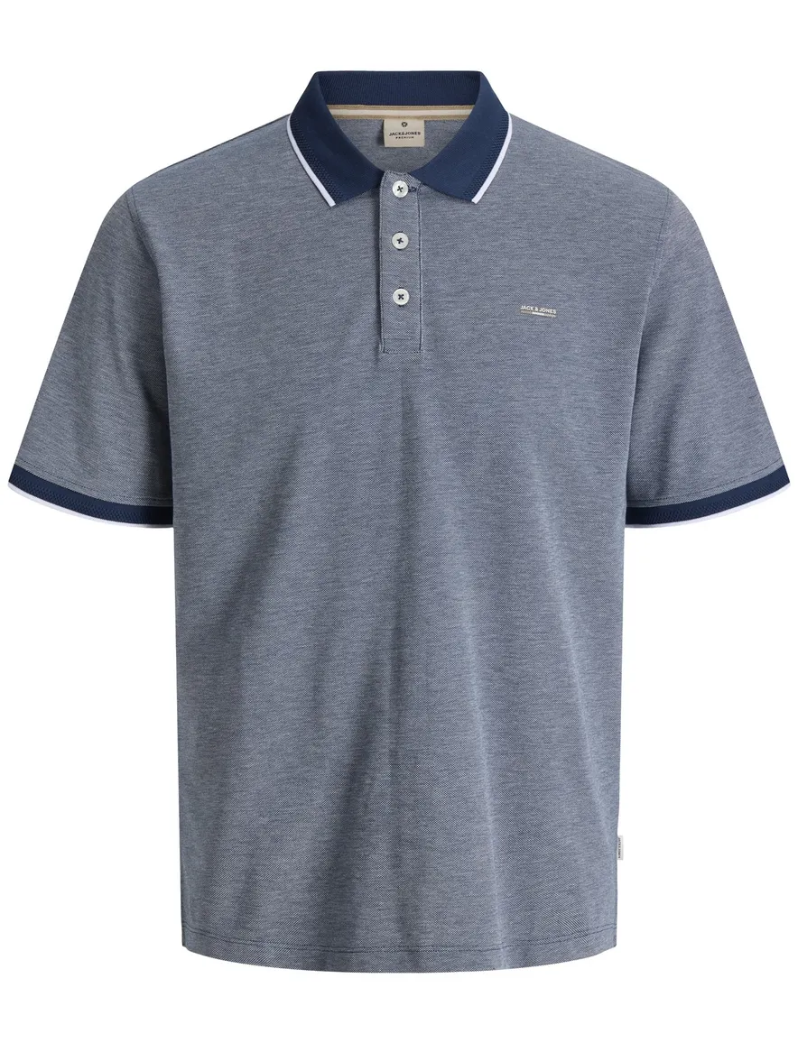 Blauw gemêleerd poloshirt Jack & Jones Regular Fit