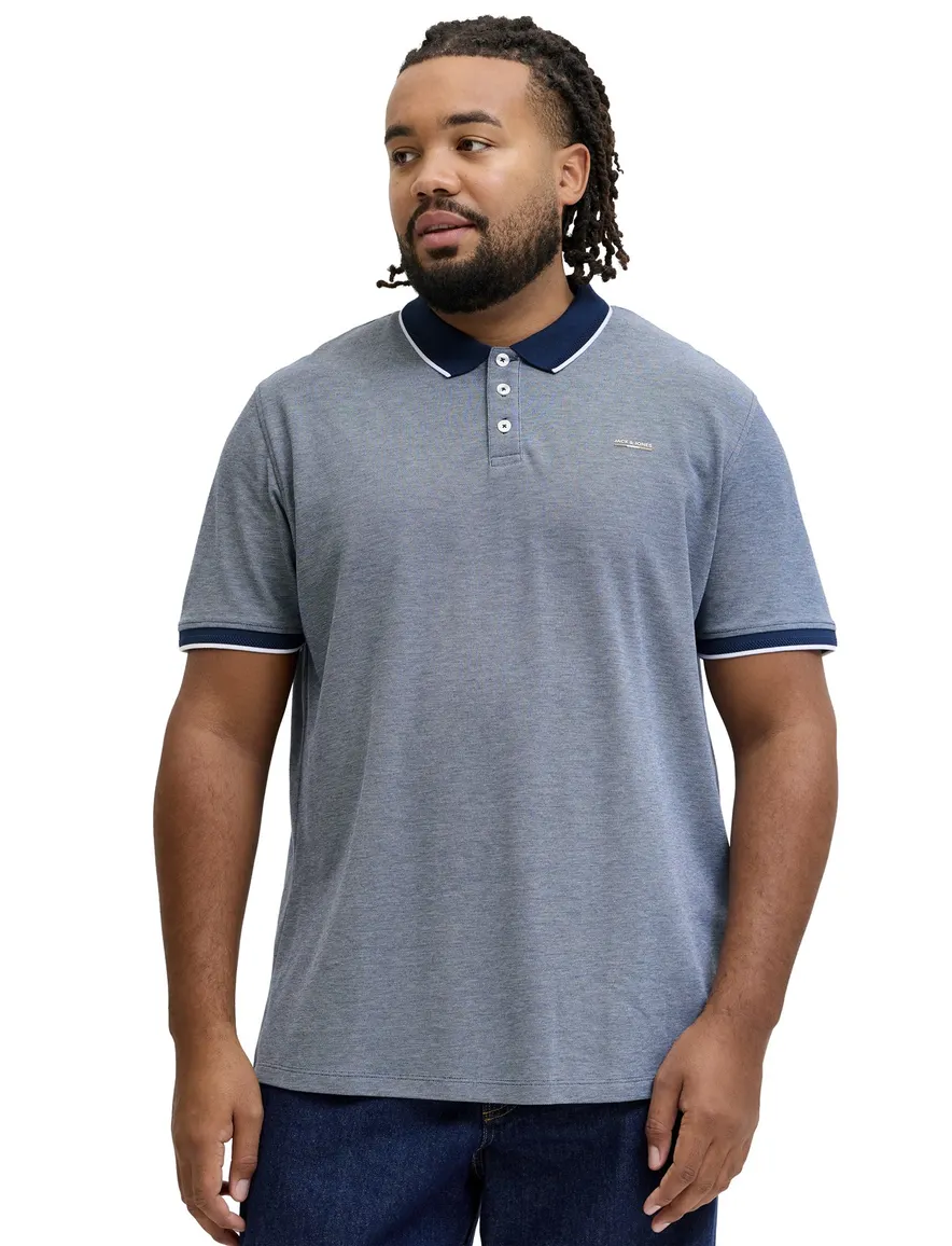 Blauw gemêleerd poloshirt Jack & Jones Regular Fit