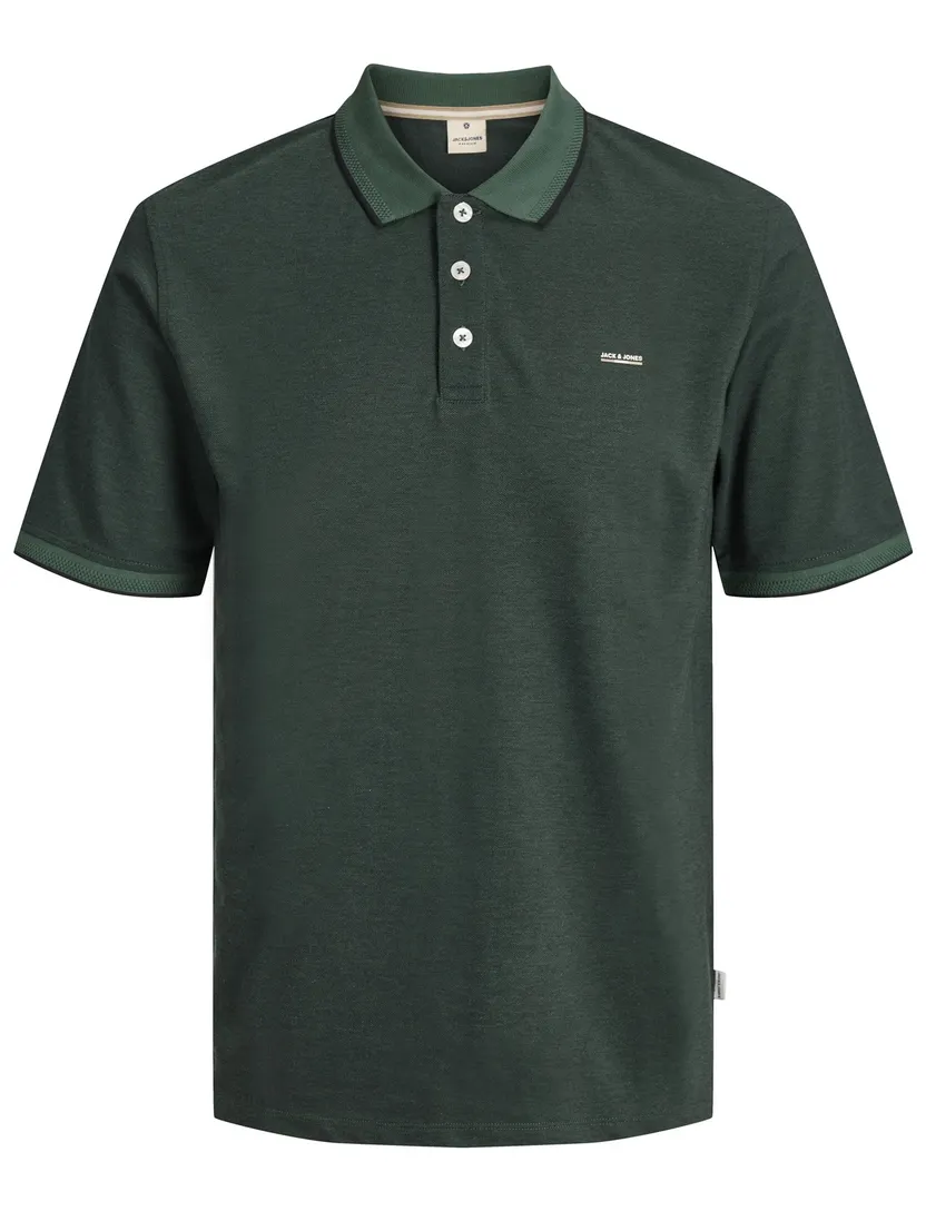 Poloshirt Jack & Jones Regular Fit donkergroen gemêleerd