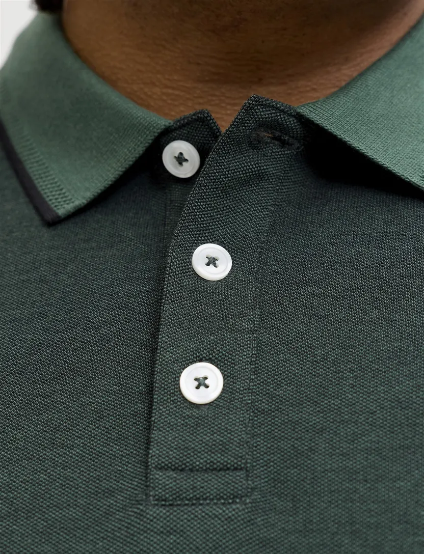 Poloshirt Jack & Jones Regular Fit donkergroen gemêleerd