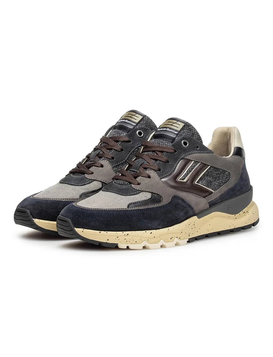 Floris van Bommel sneakers donkerblauw suède geprint