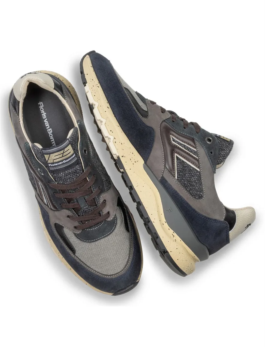 Floris van Bommel sneakers donkerblauw suède geprint