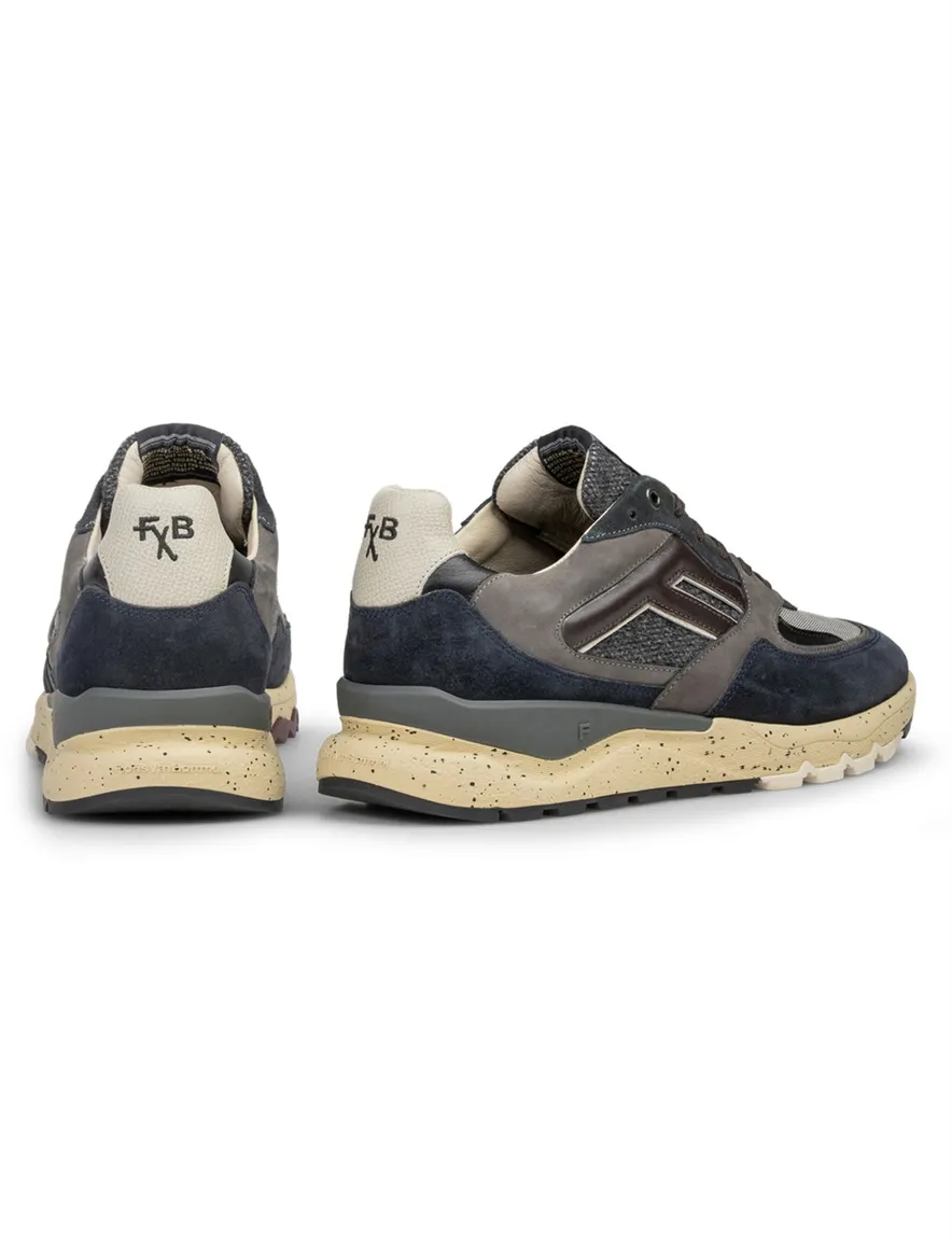 Floris van Bommel sneakers donkerblauw suède geprint