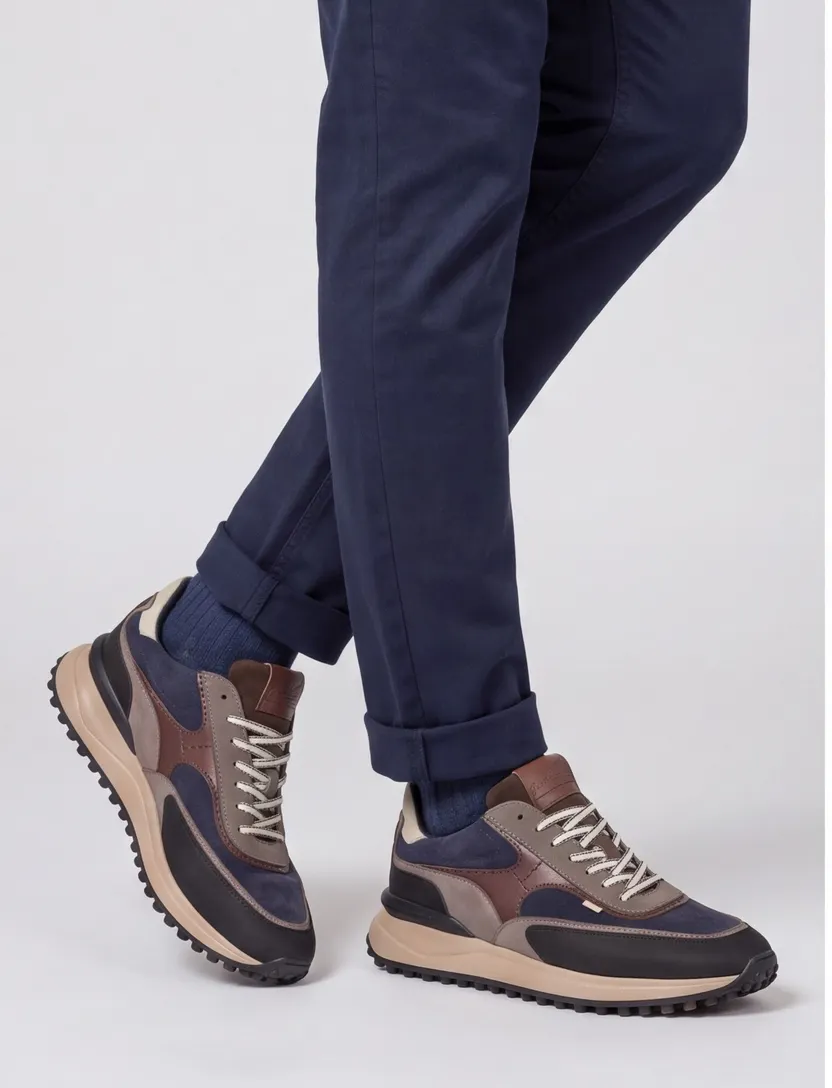 Schoenen Floris van Bommel Noppi blauw suede sneakers