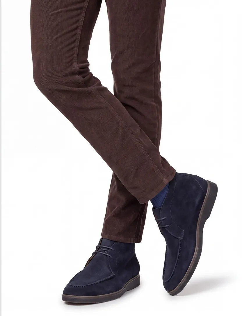 Schoenen Floris van Bommel donkerblauw suede boots