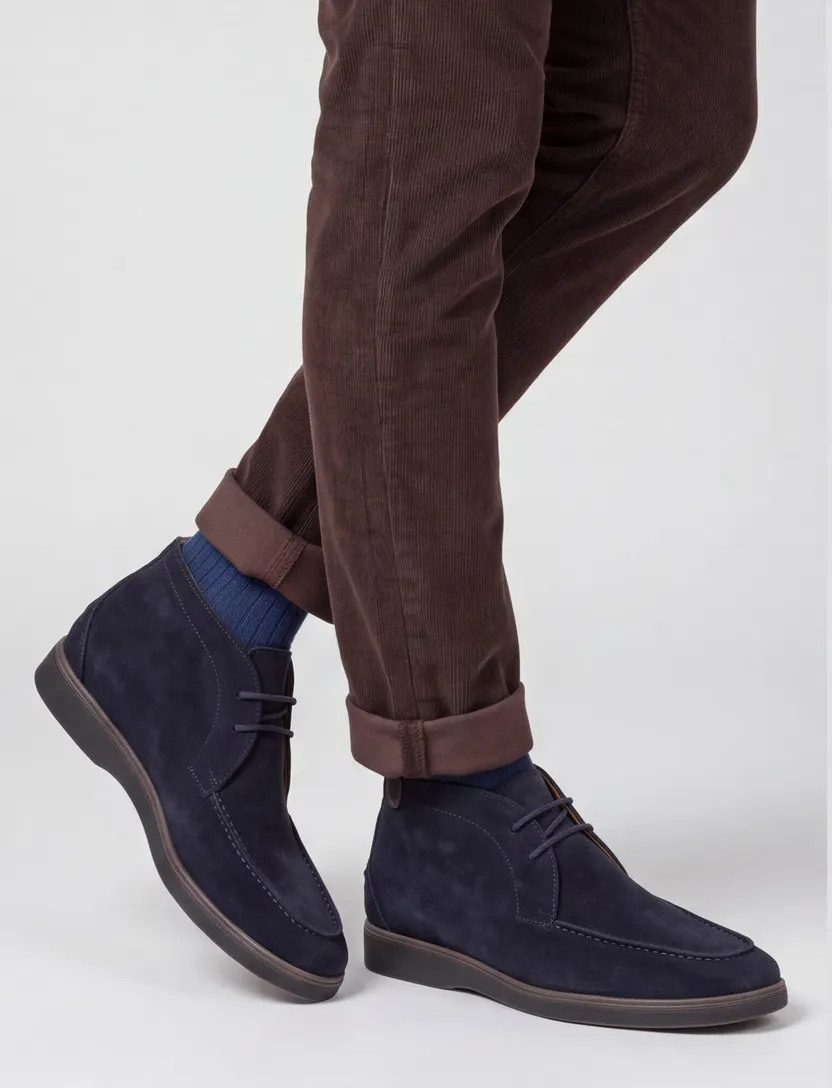 Schoenen Floris van Bommel donkerblauw suede boots