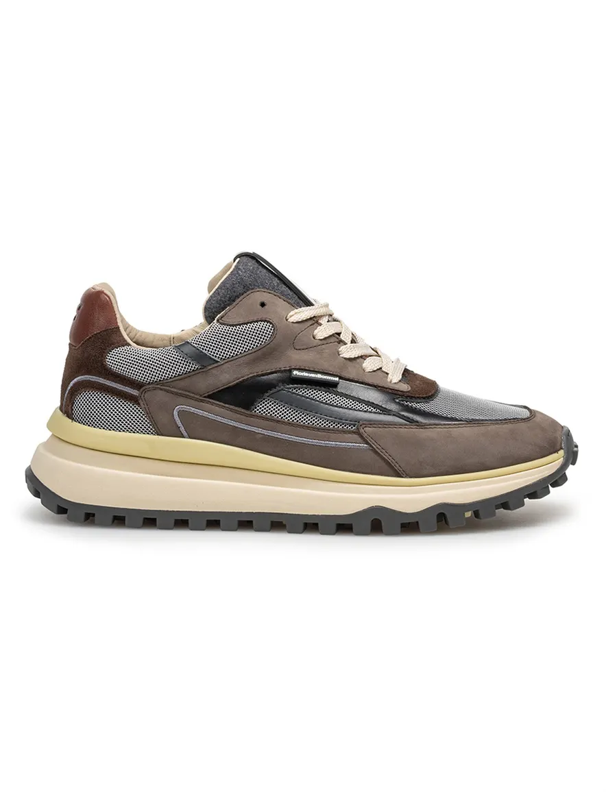 Floris van Bommel sneakers bruin suede geprint