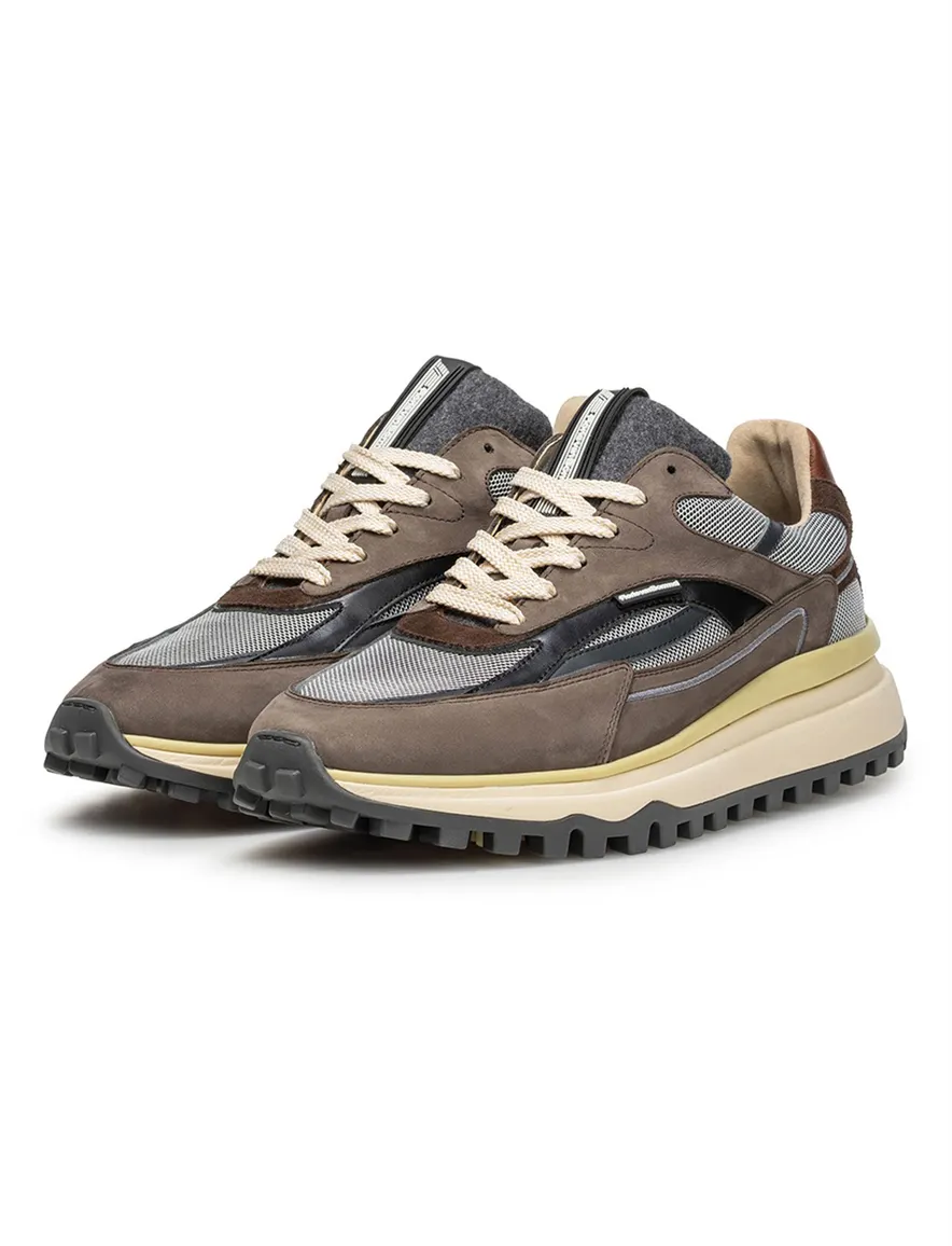 Floris van Bommel sneakers bruin suede geprint