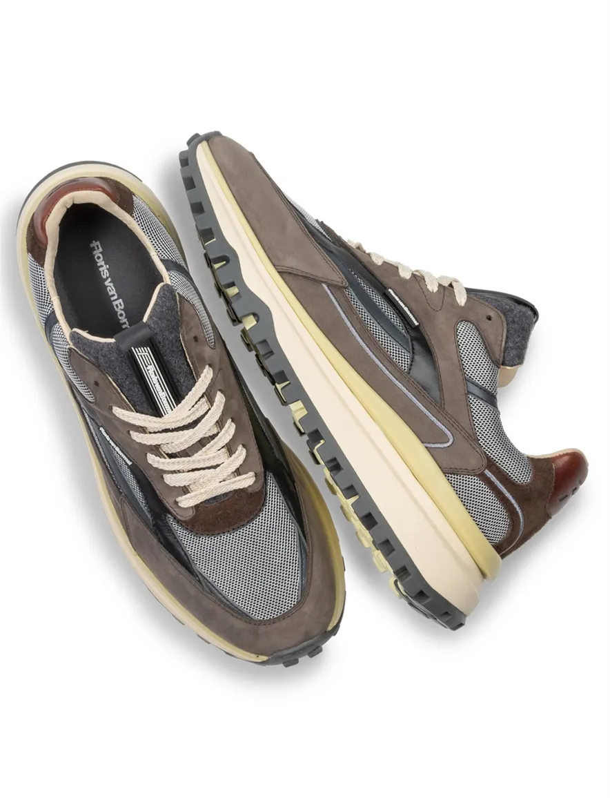 Floris van Bommel sneakers bruin suede geprint