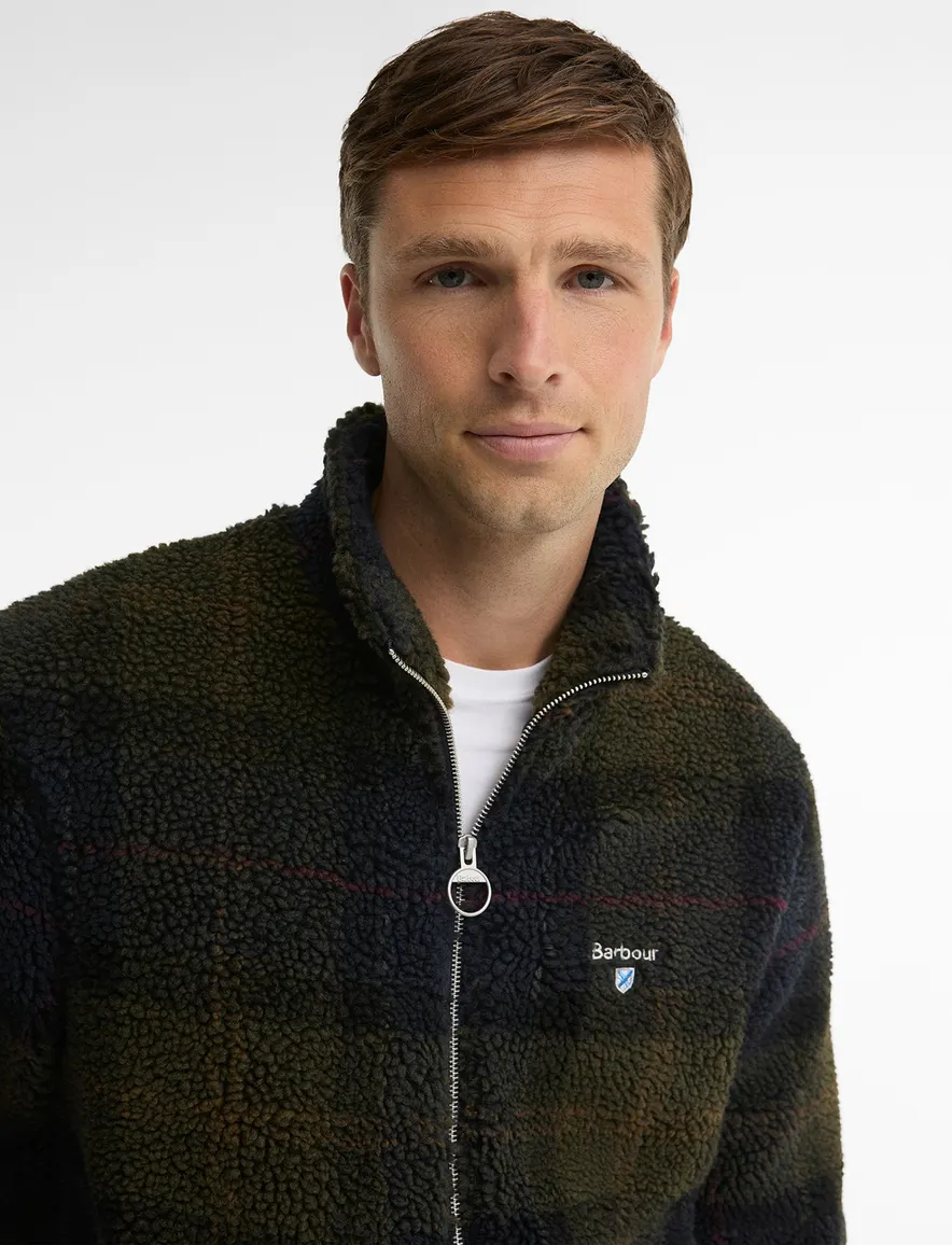 Barbour vest outdoor groen geruit fleece