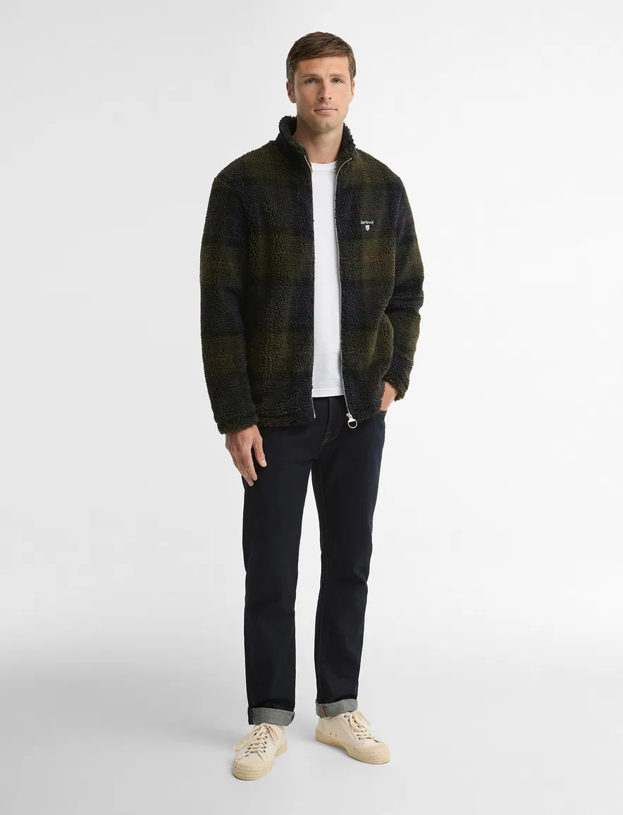 Barbour vest outdoor groen geruit fleece