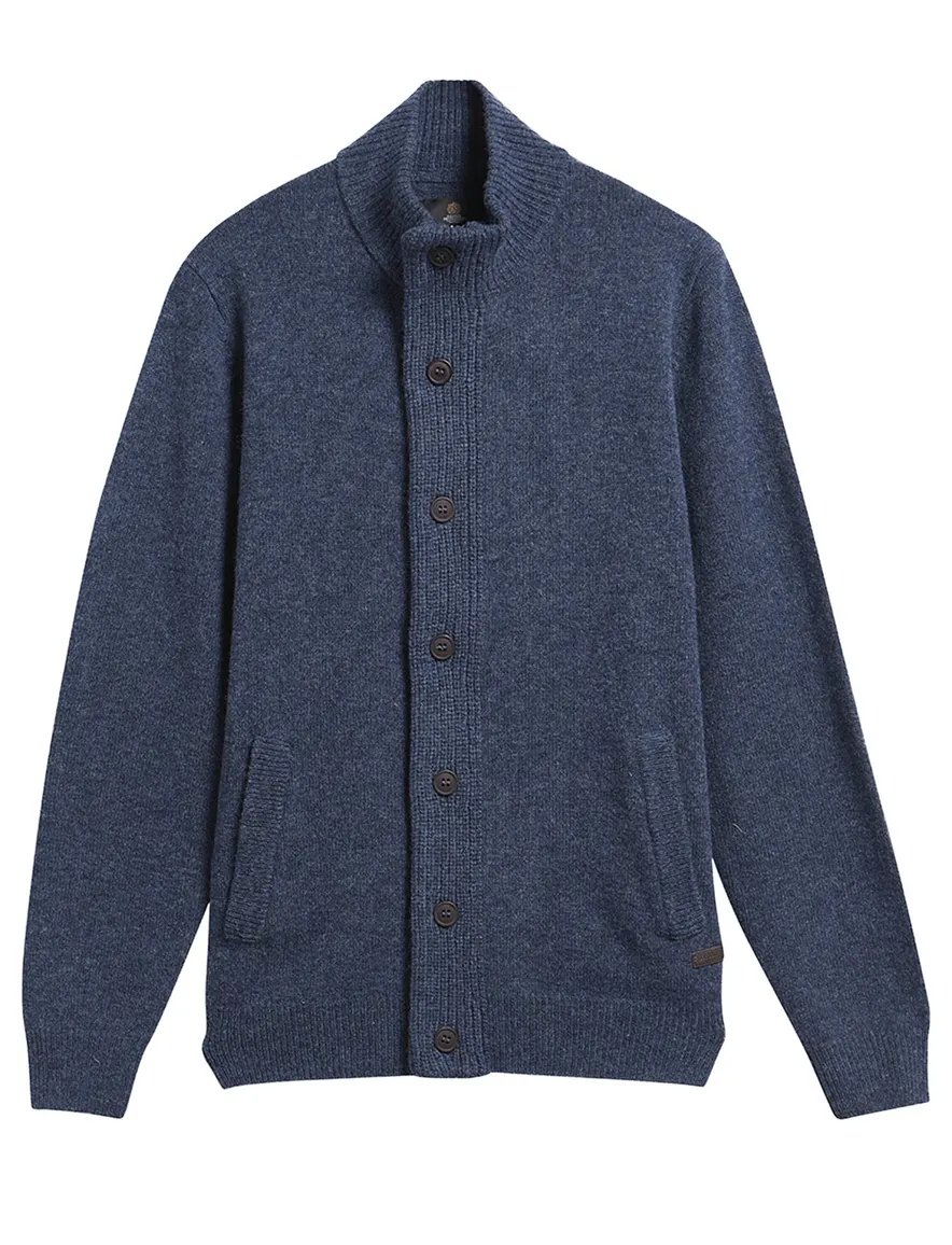 Barbour vest blauw gemeleerd gebreid