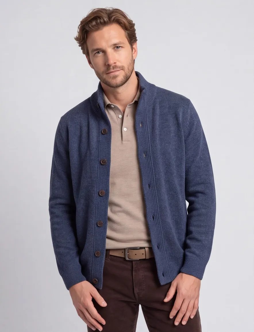Barbour vest blauw gemeleerd gebreid