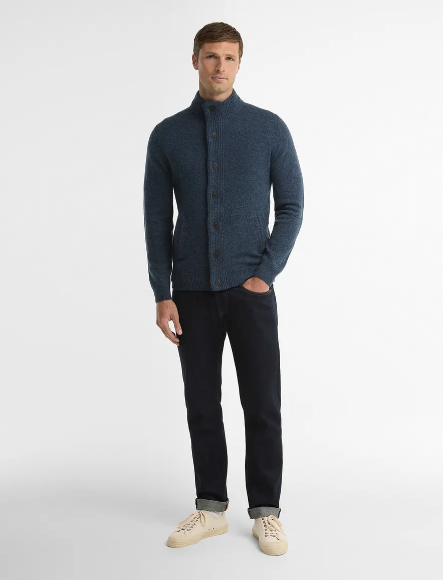 Barbour vest blauw gemeleerd gebreid