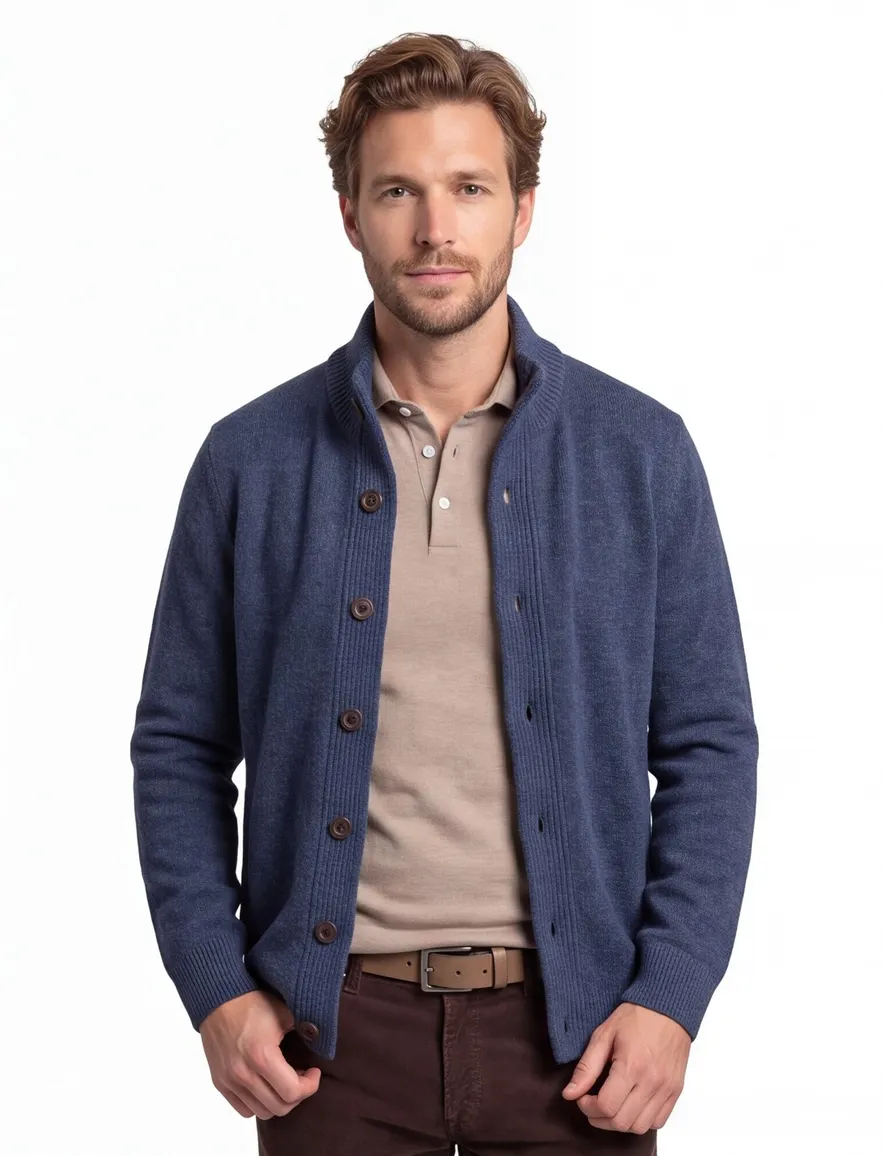 Barbour vest blauw gemeleerd gebreid