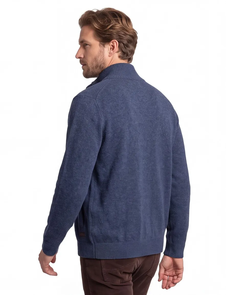 Barbour vest blauw gemeleerd gebreid