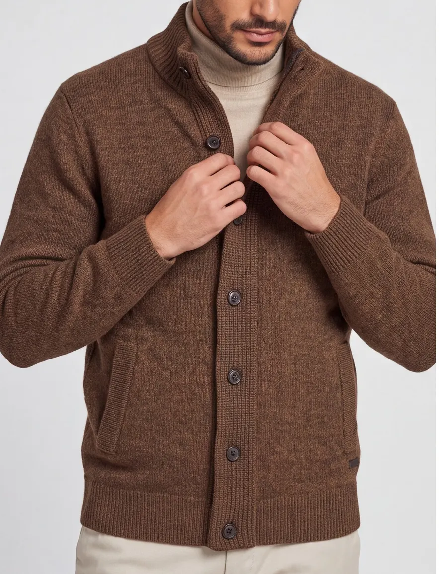 Barbour gebreid vest bruin gemeleerd