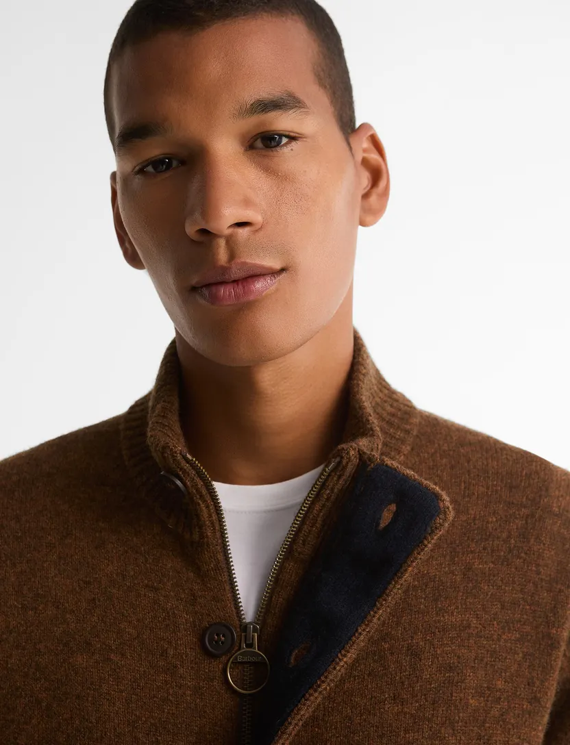 Vest Barbour bruin gebreid 100% lamswol