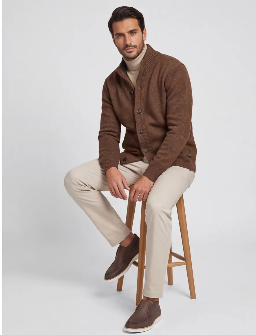 Barbour gebreid vest bruin gemeleerd