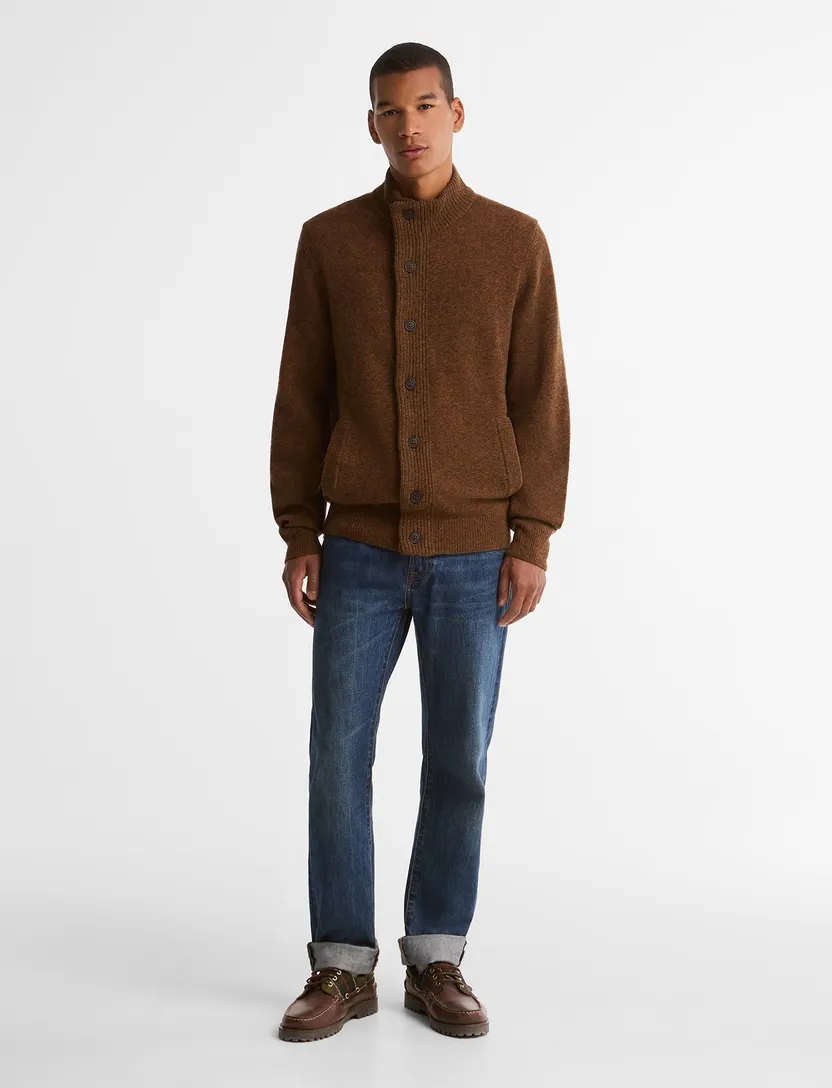 Vest Barbour bruin gebreid 100% lamswol