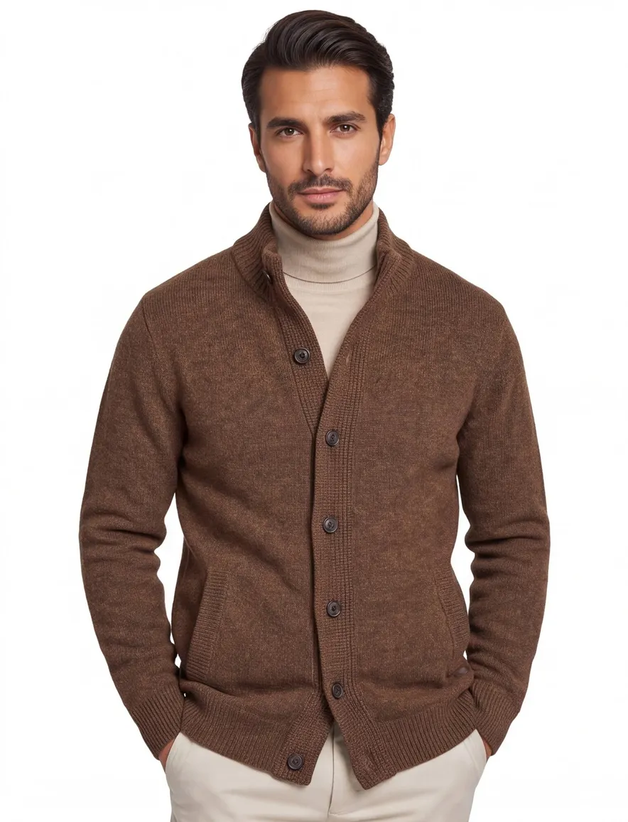 Barbour gebreid vest bruin gemeleerd