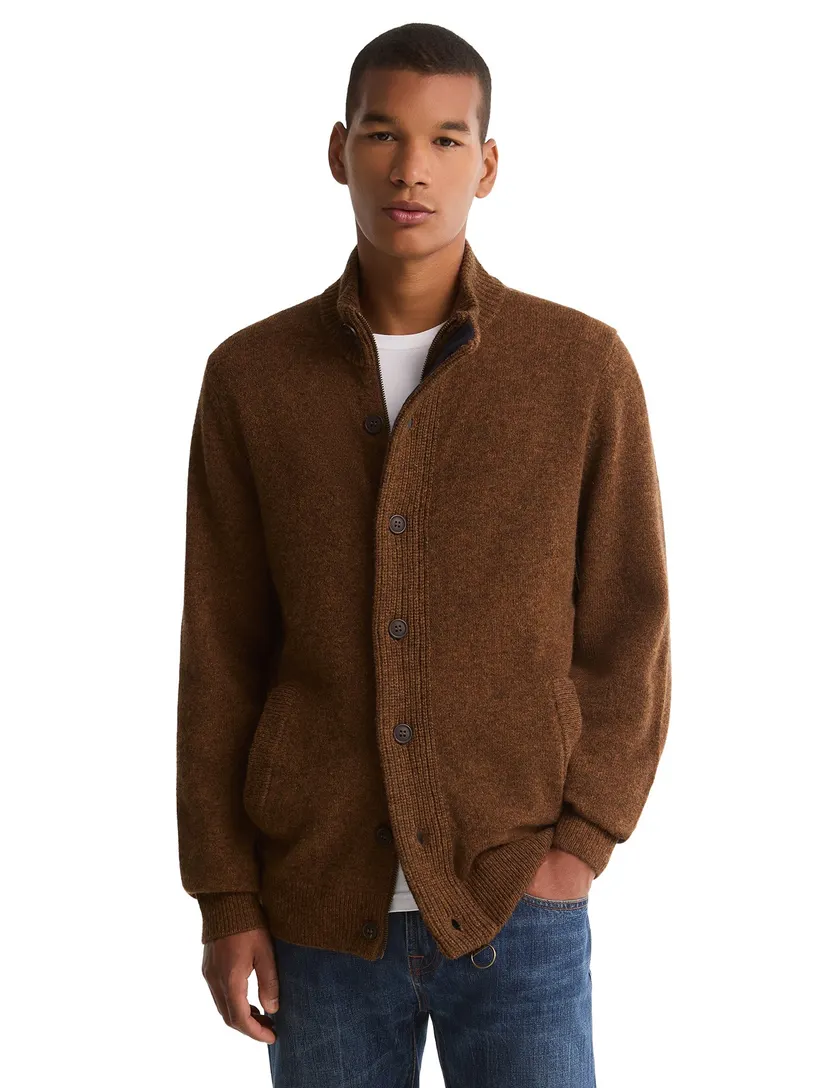 Vest Barbour bruin gebreid 100% lamswol
