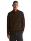 Barbour trui half zip bruin gemeleerd gebreid