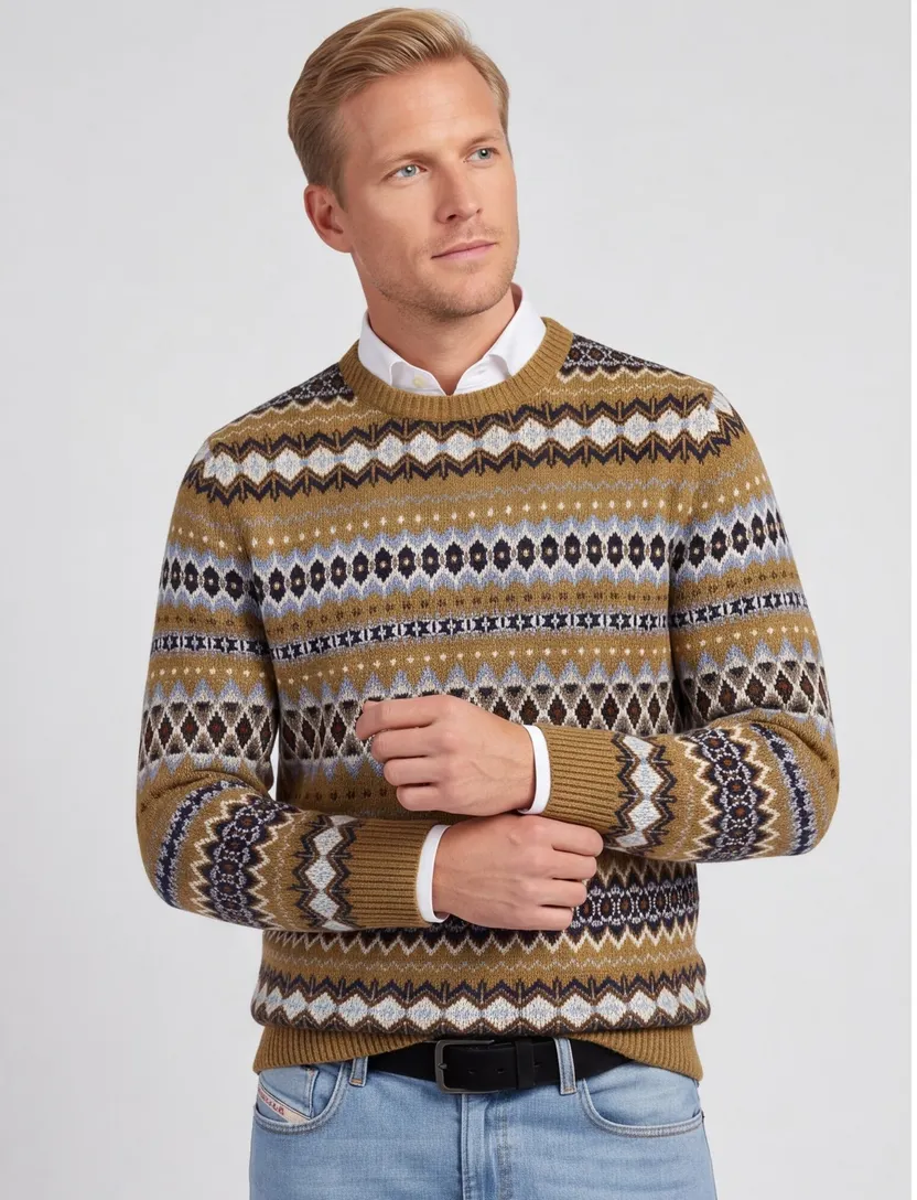 Trui Barbour bruin wol motief
