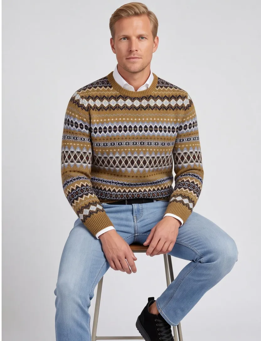 Trui Barbour bruin wol motief