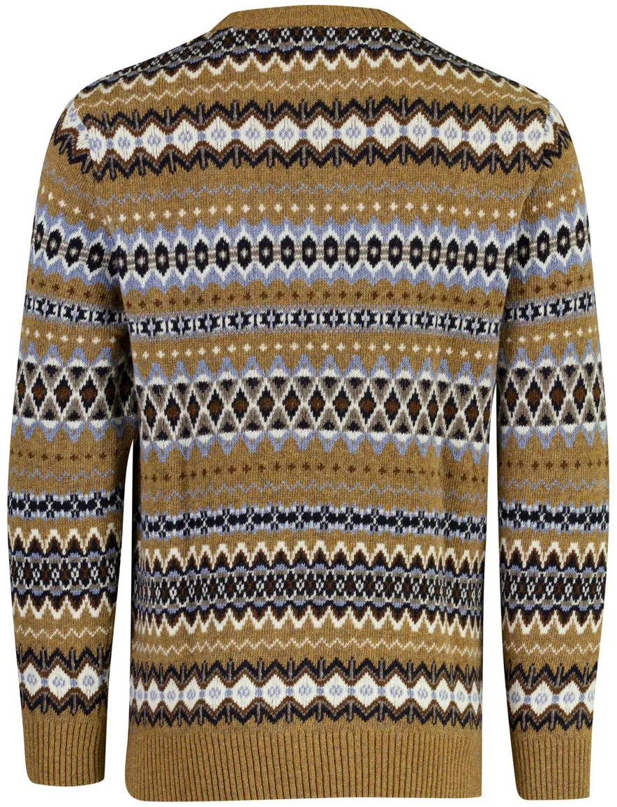 Barbour wollen trui ronde hals bruin met motief