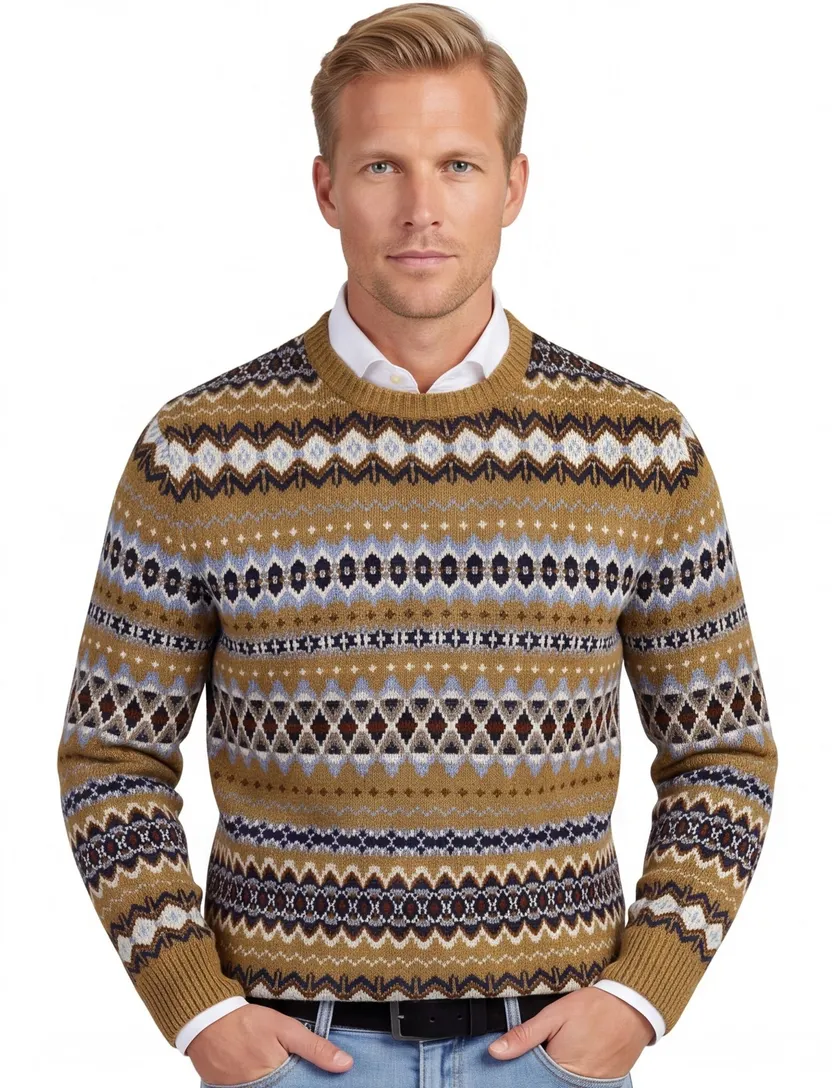 Trui Barbour bruin wol motief