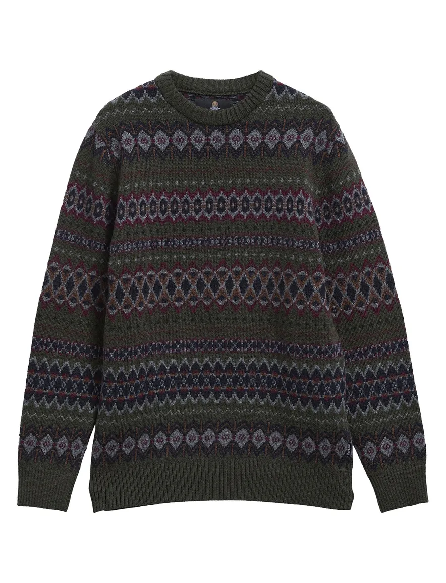 Barbour trui ronde hals donkergroen geprint