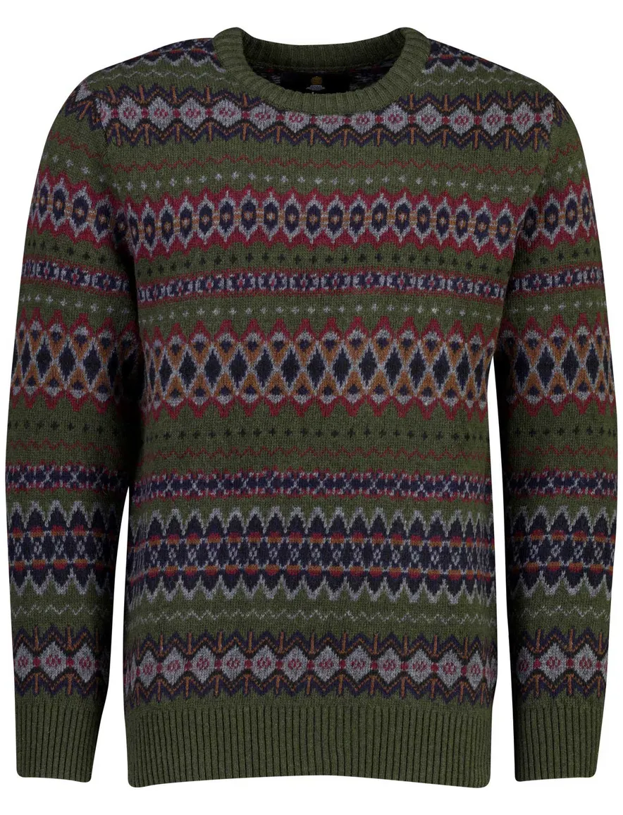 Barbour trui ronde hals donkergroen geprint