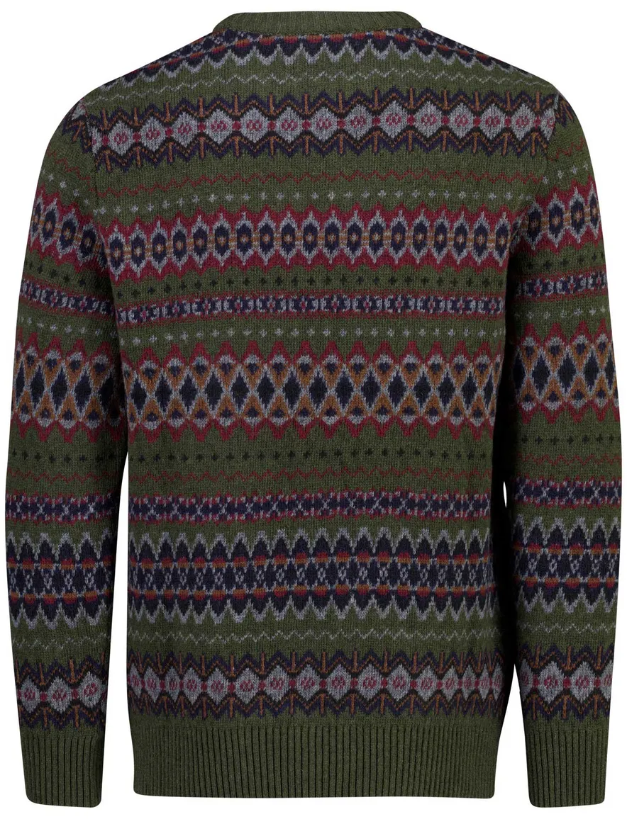 Barbour trui ronde hals donkergroen geprint