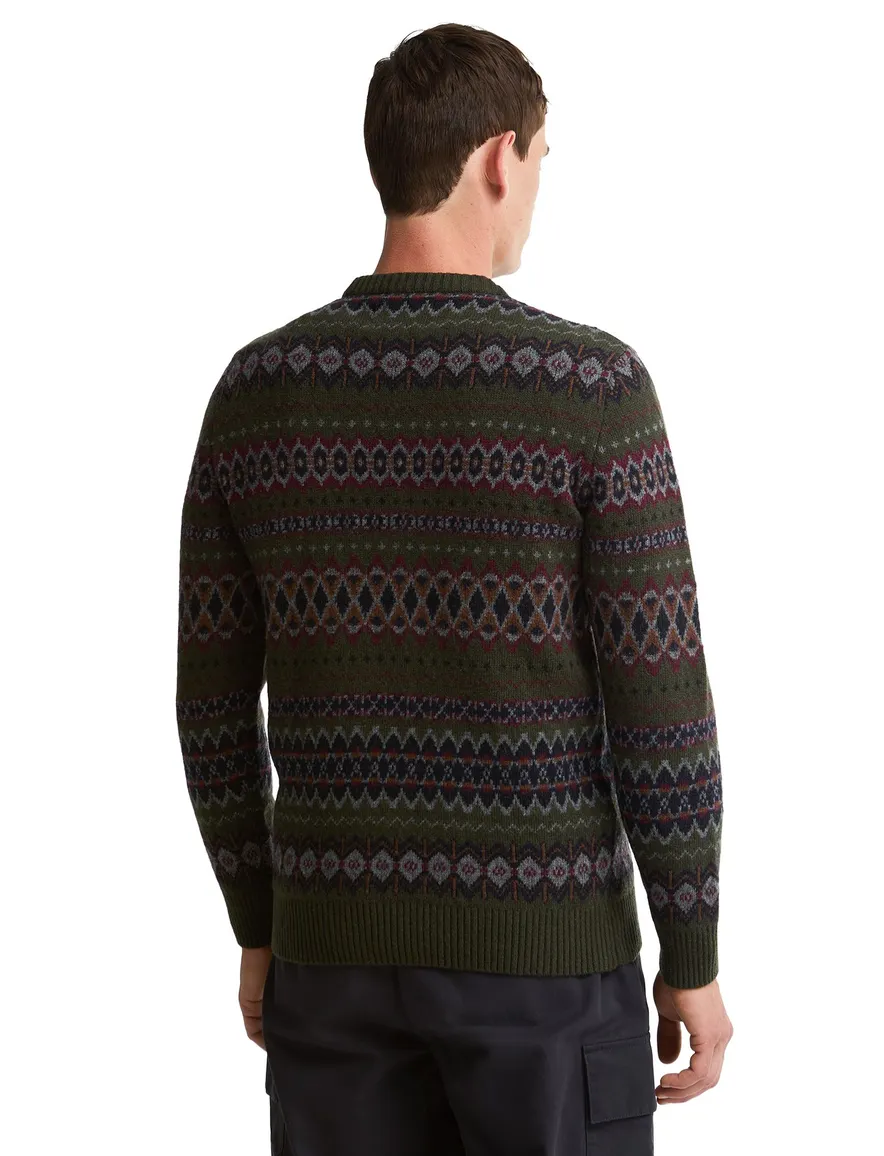 Barbour trui ronde hals donkergroen geprint