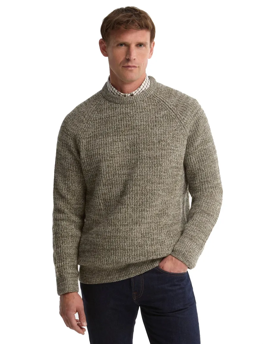 Barbour trui groen gemeleerd grof gebreid