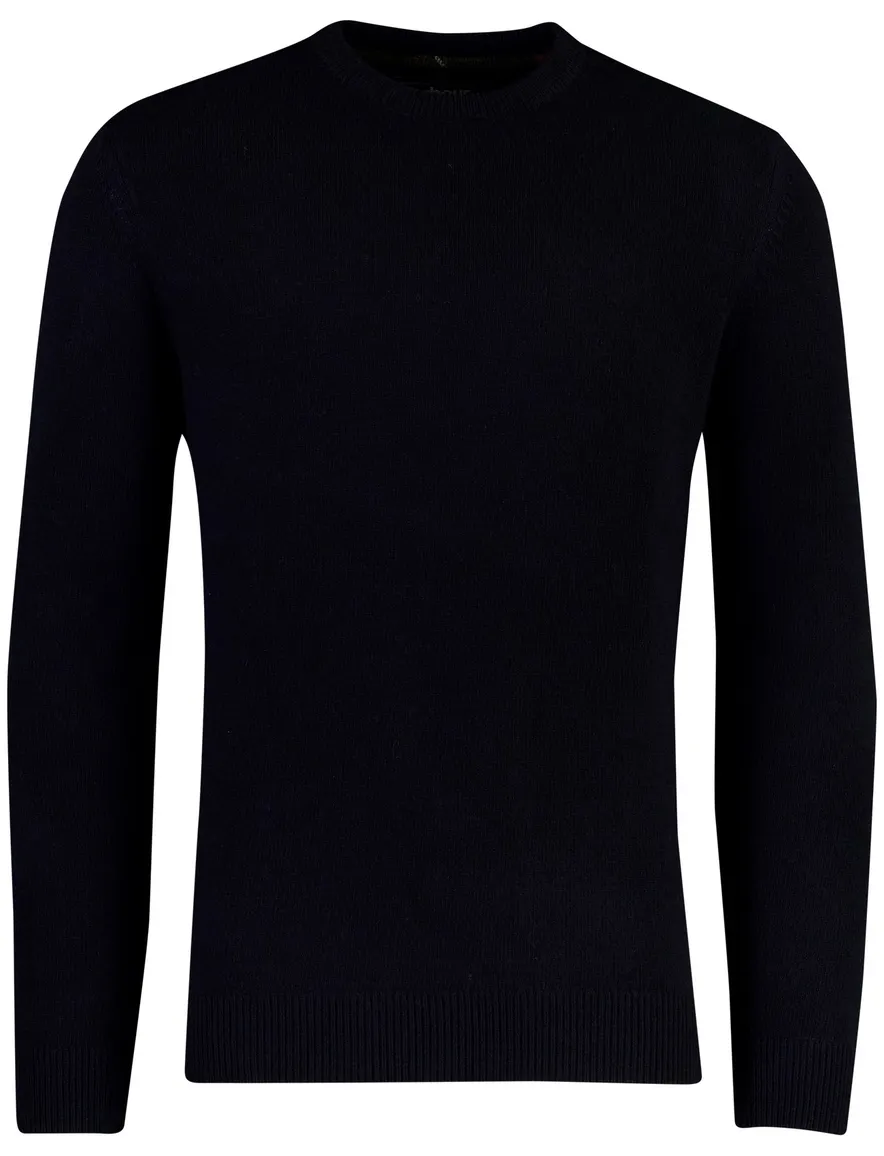 Barbour trui donkerblauw gebreid met Elleboog patch