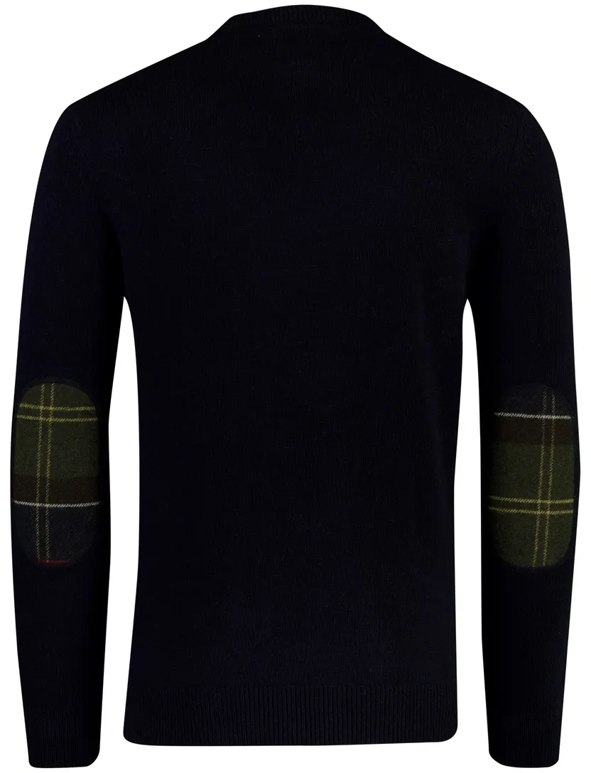 Trui Barbour donkerblauw elleboog patch