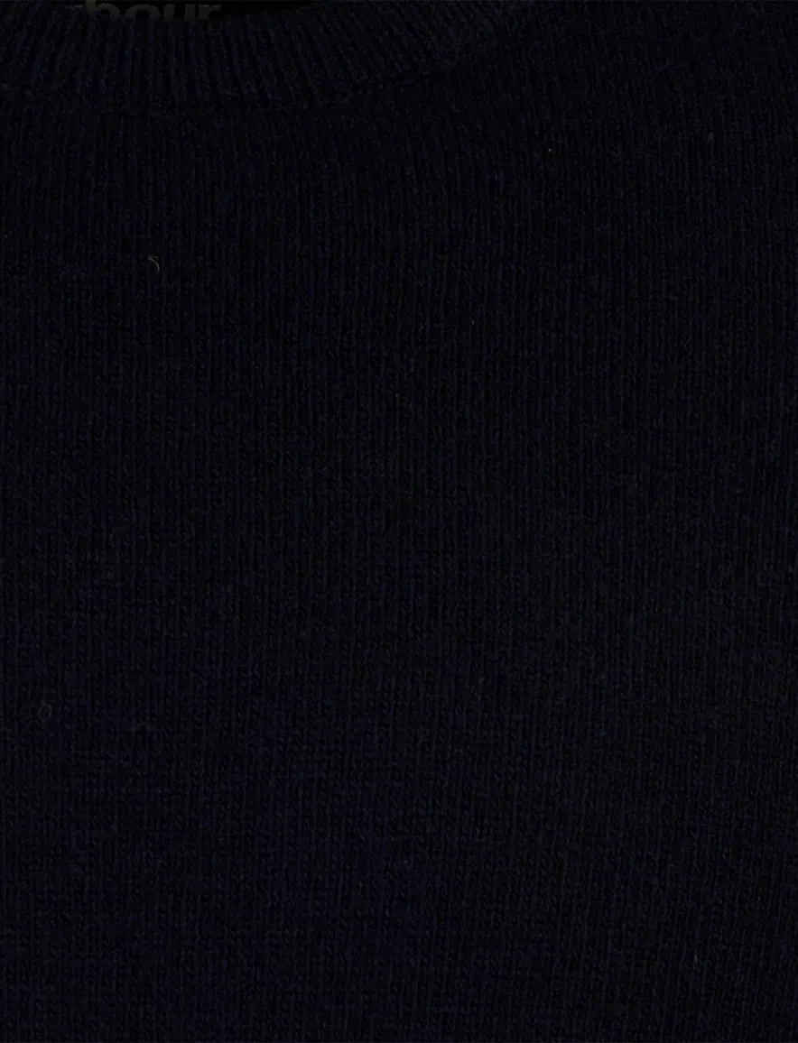 Barbour trui donkerblauw gebreid met Elleboog patch