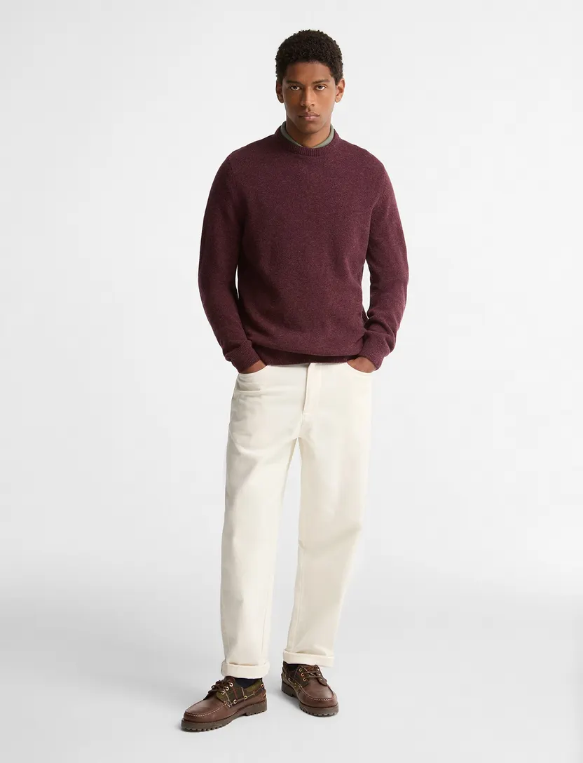 Barbour trui Holden Crew bordeaux ronde hals