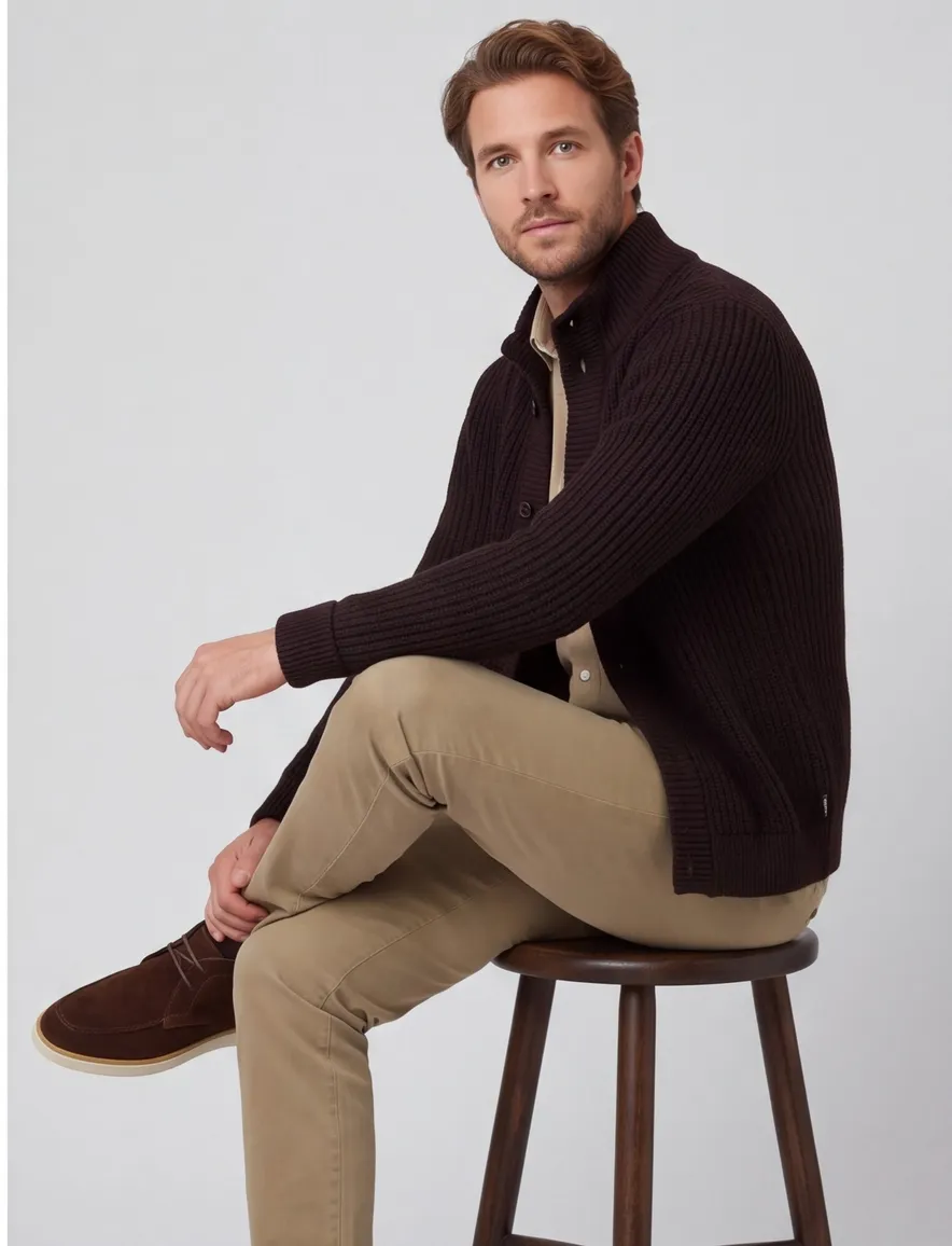 Barbour vest gebreid wol bruin