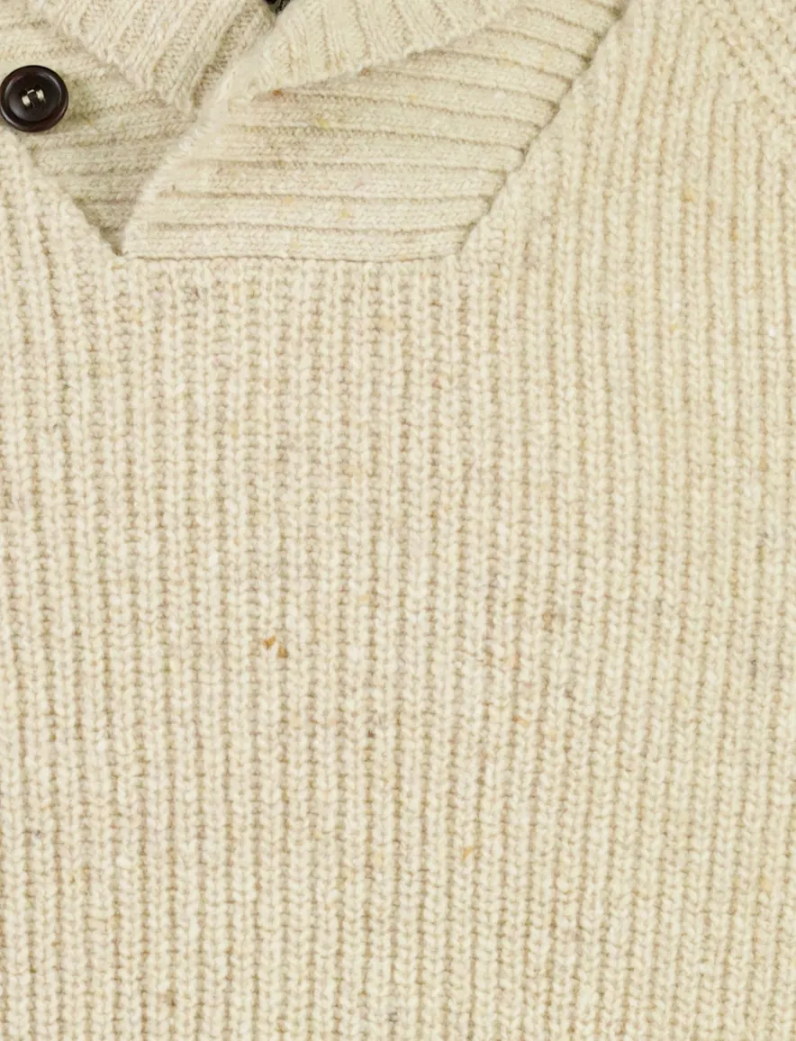 Barbour schipperstrui grof gebreid creme gemêleerd